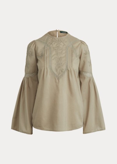 Ralph Lauren Embroidered Bell-Sleeve Top Dame Danmark (ZXOKH5736)